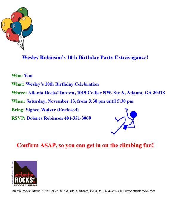 Atlanta Rocks! Party Invitation 2