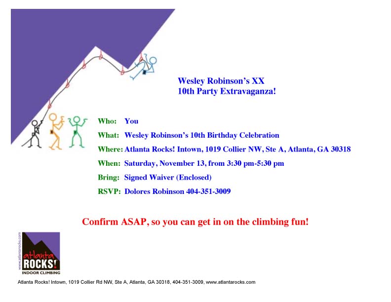 Atlanta Rocks! Birthday Invitation 2